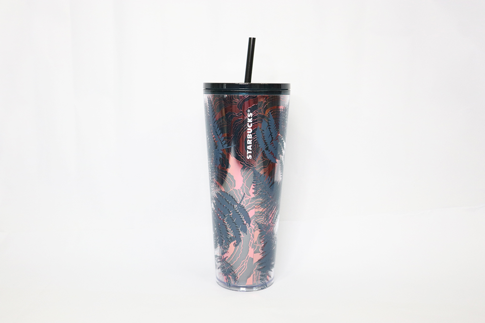 Starbucks Tumbler 24oz Leaf Pattern (Pink & Dim Gray)